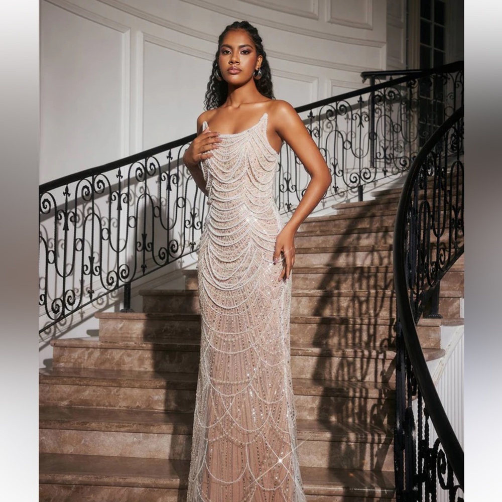 Brandun pearl embellished Maxi Dress
